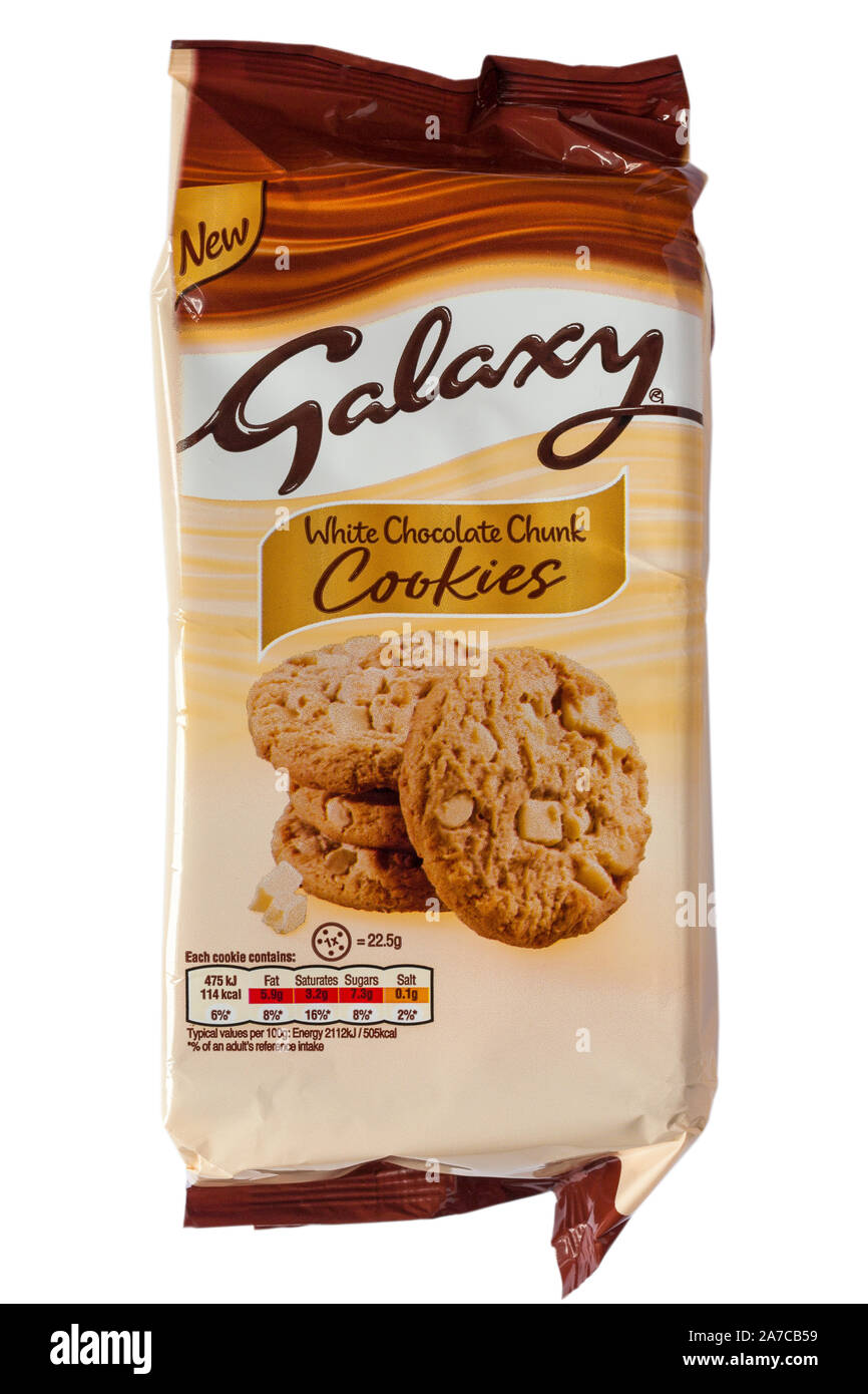 Packet of galaxy white chocolate chunk cookies Cut Out Stock Images