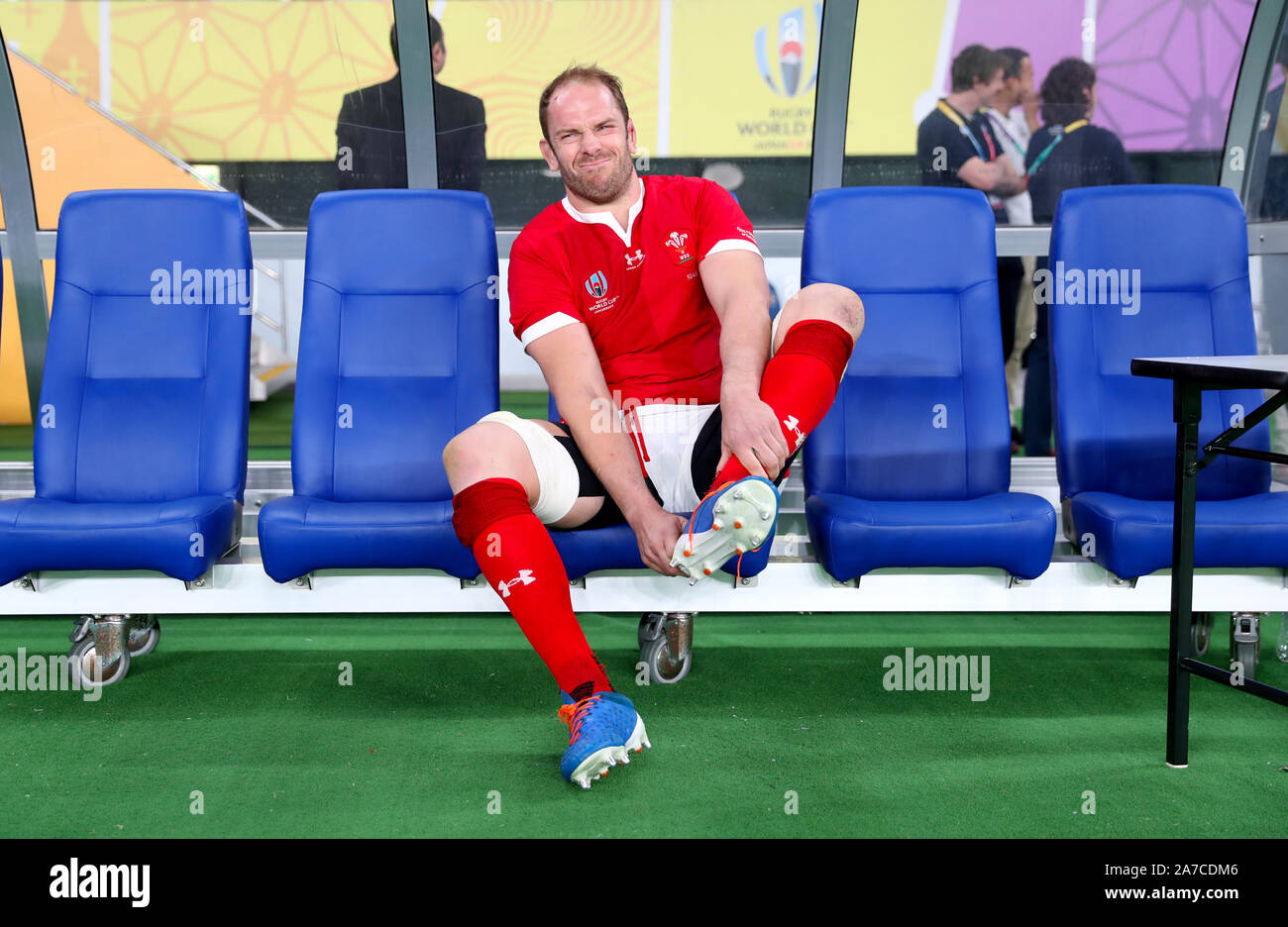 Wales' Alun Wyn Jones appears dejected as he leaves the pitch during ...