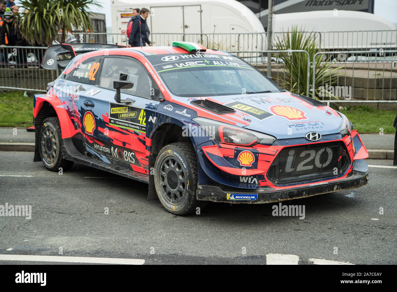 Hyundai Shell Mobis World Rally Team i20 WRC World Rally car at the closing  ceremony of the Wales Rally GB at Llandudno, Wales, UK Stock Photo - Alamy