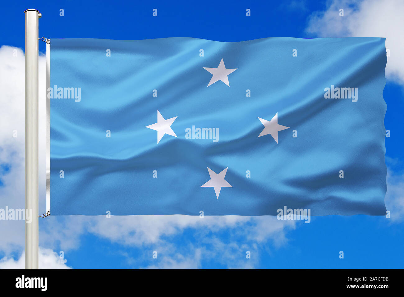 Fotomontage, Flagge von  Mikronesien, Inselstaat, Pazifik, Stock Photo