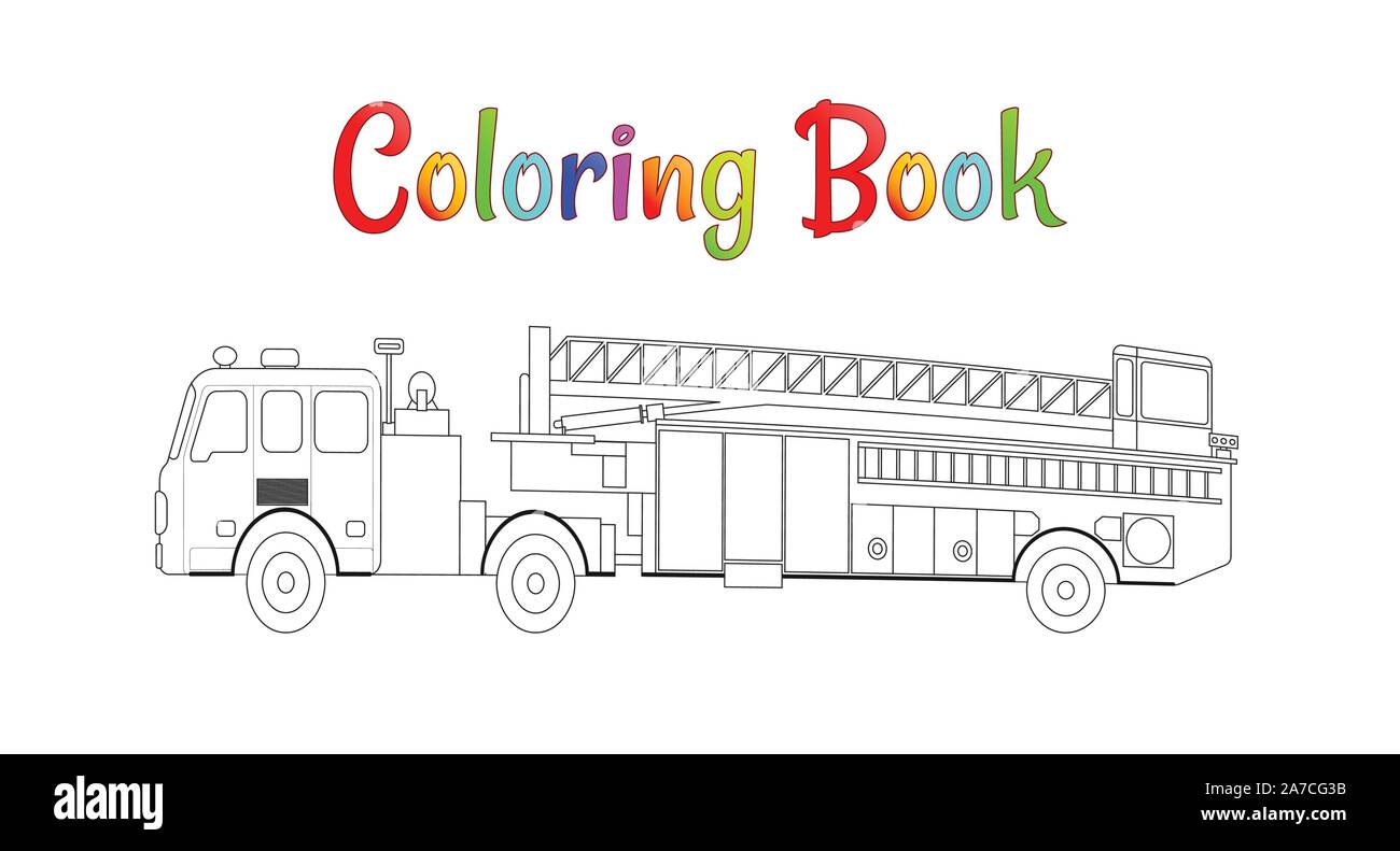 Fire truck coloring book vector. Coloring pages for kids Vector