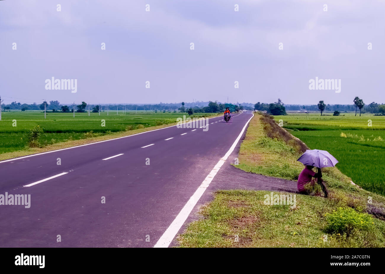 W.B.State,High way,black,turf Road,connection, Jhargram,Jungle Mahal to Lalgarh,the center,for Maoist violence,in the pastindicative of development,In Stock Photo