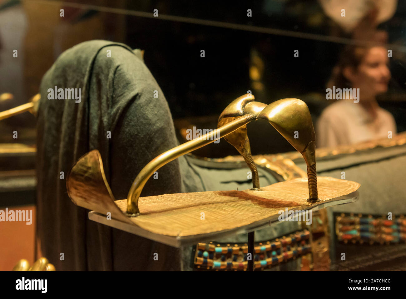 London, UK.  1 November 2019. 'Gold sandals from the Mummy of Tutankhamun'.  Preview of 'Tutankhamun, Treasures of the Golden Pharoah' at the Saatchi Gallery in Chelsea.  The exhibition celebrates the 100th year anniversary of the opening of Tutankhamun's tomb and displays 150 works in the largest collection of Tutankhamun's treasures ever to leave Egypt.  The show runs 2 November to 3 May 2020.  Credit: Stephen Chung / Alamy Live News Stock Photo