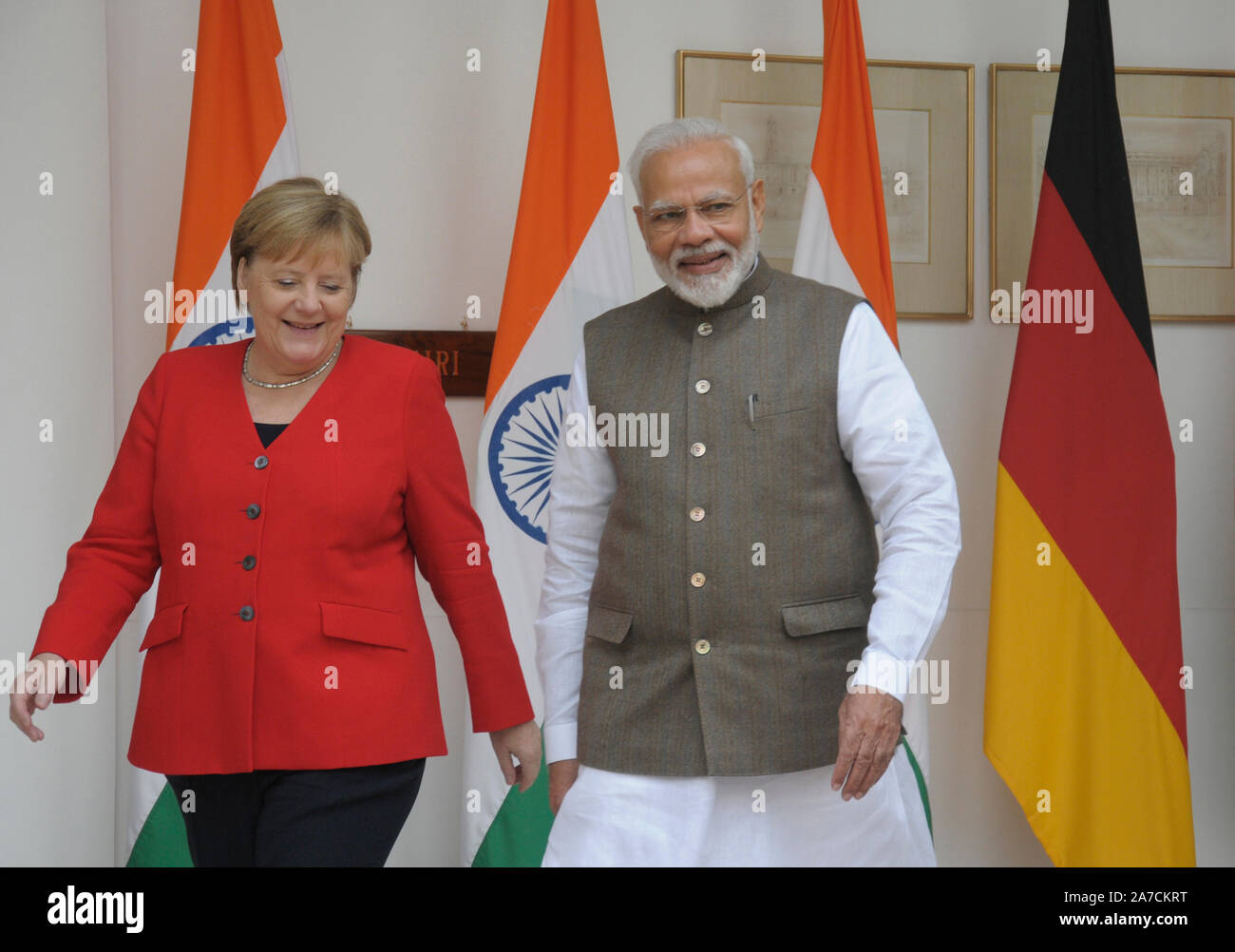 Indian Prime Minister Narendra Modi, Right, And German Chancellor ...