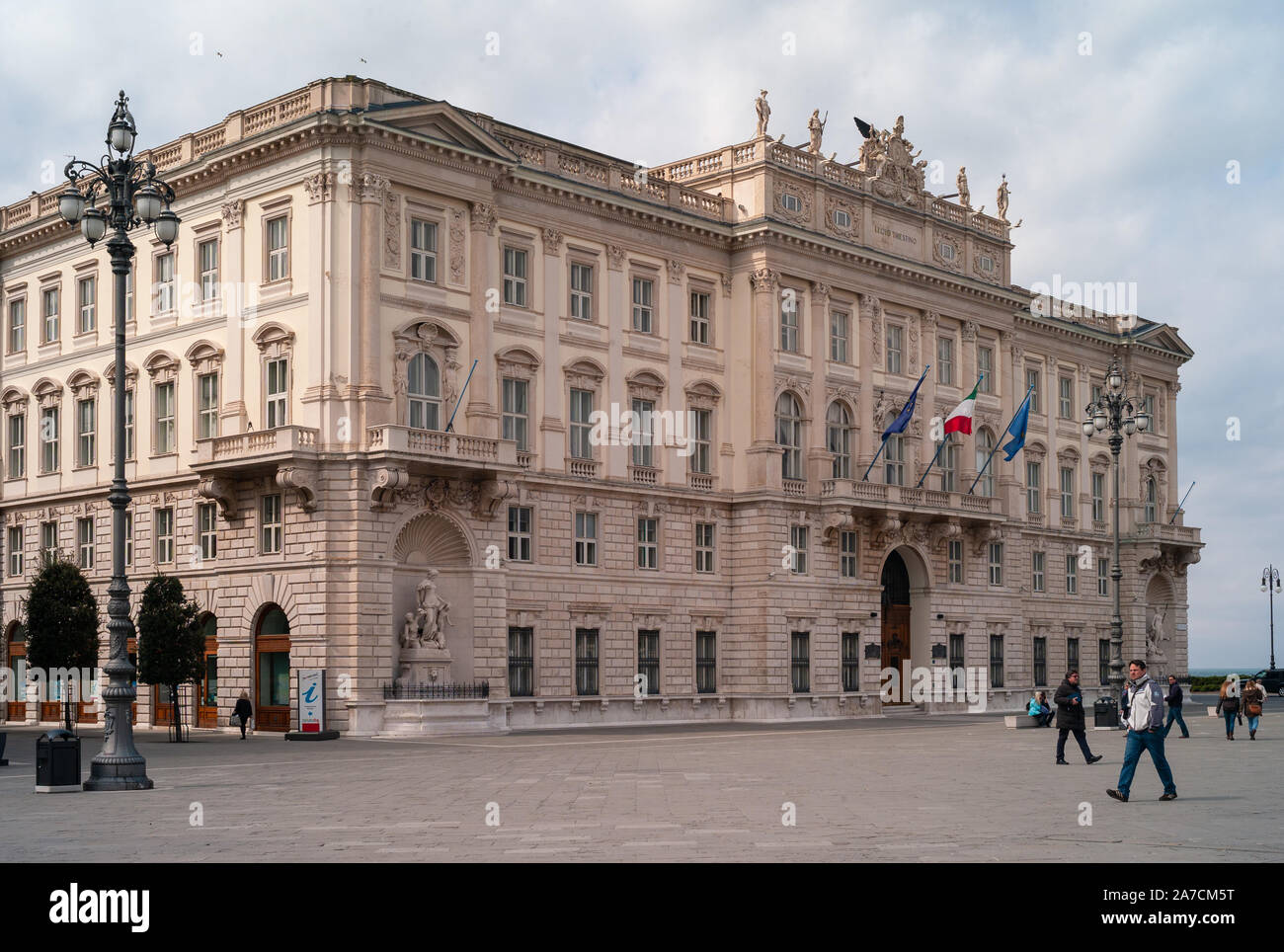 Trieste, Italy - January 14 2015: Palazzo del Lloyd Triestino, the seat of the autonomous region Friuli Venezia Giulia on the Piazza dell Unita d Ital Stock Photo