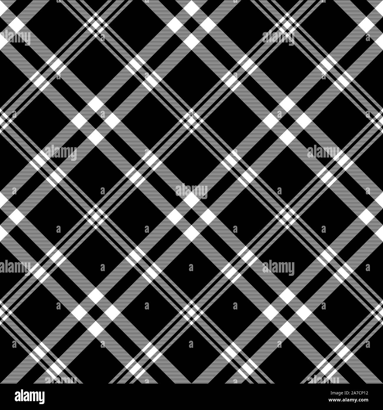 Check black white plaid diagonal texture seamless pattern. Vector ...