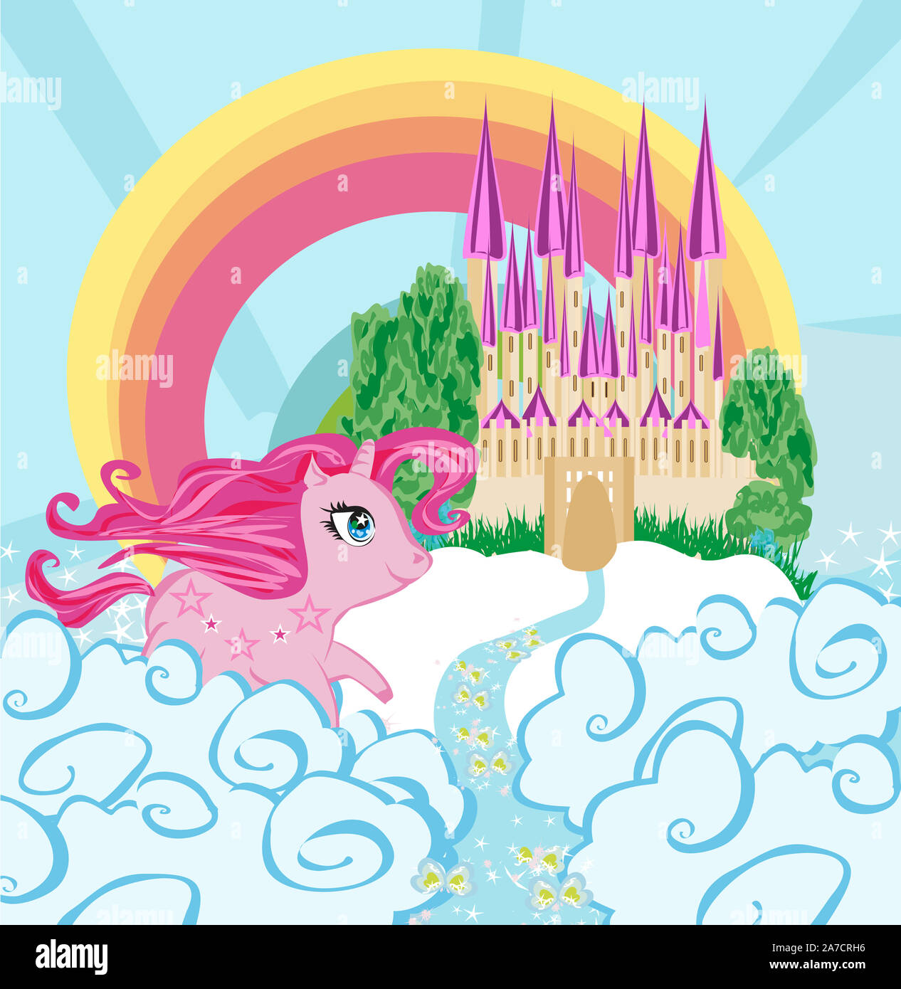 Card with a cute unicorn Stock Photo - Alamy