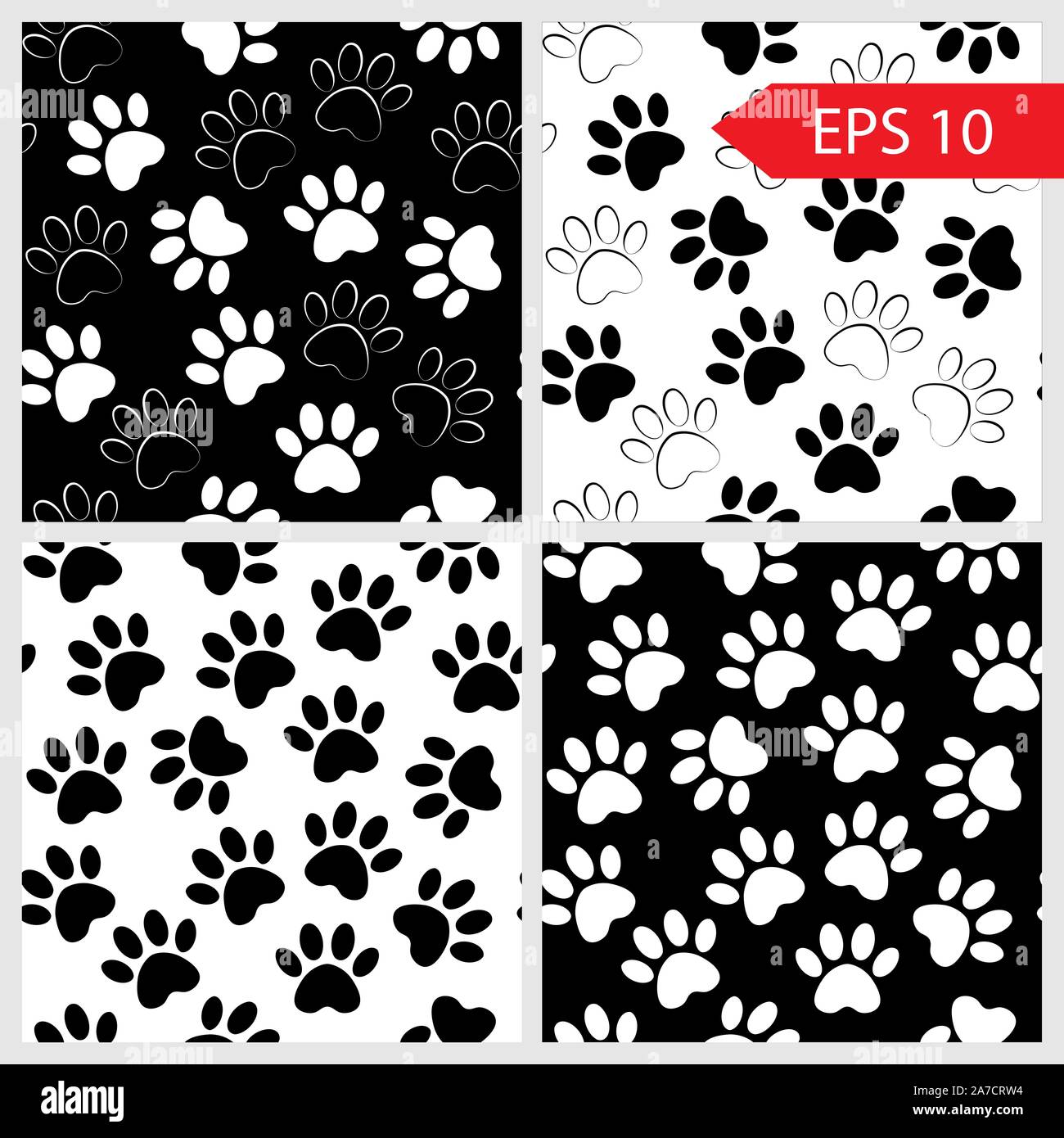 Fascinating cute patterns black and white Cute Patterns And Textures Can Be Used For Printing Onto Fabric Web Page Background Paper Set Of Black White Vector Backgrounds With Paw Pri Stock Image Art