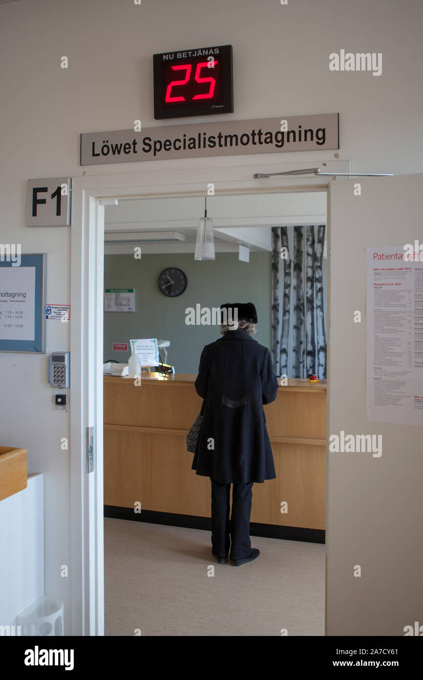 The specialist reception at Löwenström Hospital, Upplands Väsby, Sweden. Stock Photo