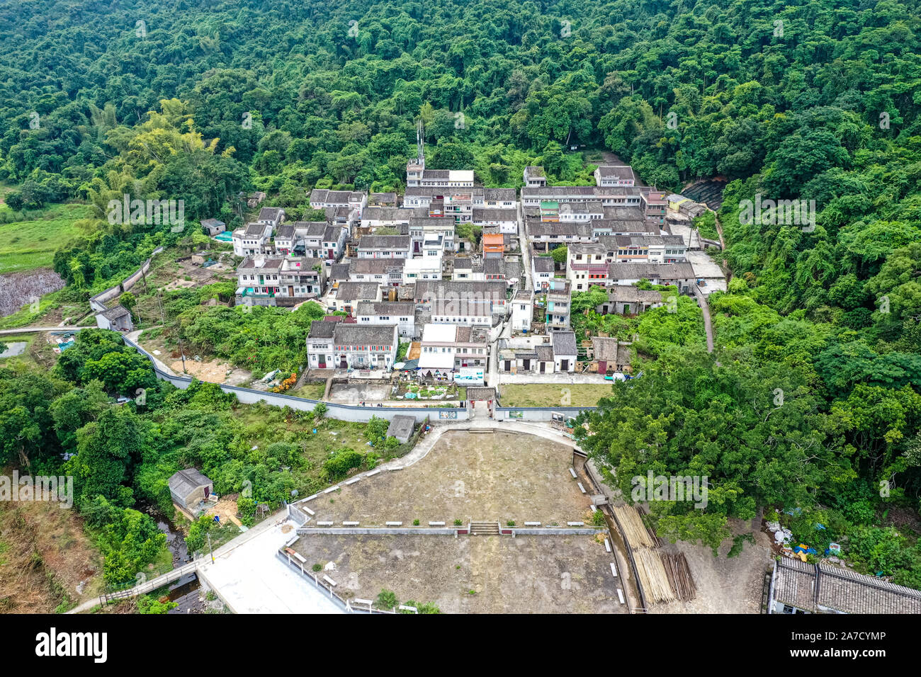 Aerial view of old Hakka village in Hong Kong Stock Photo