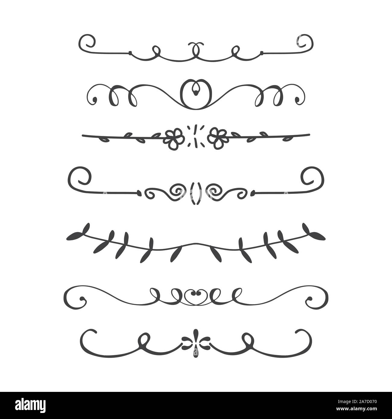 Doodle hand drawn dividers,isolated on white background,vector illustration Stock Vector