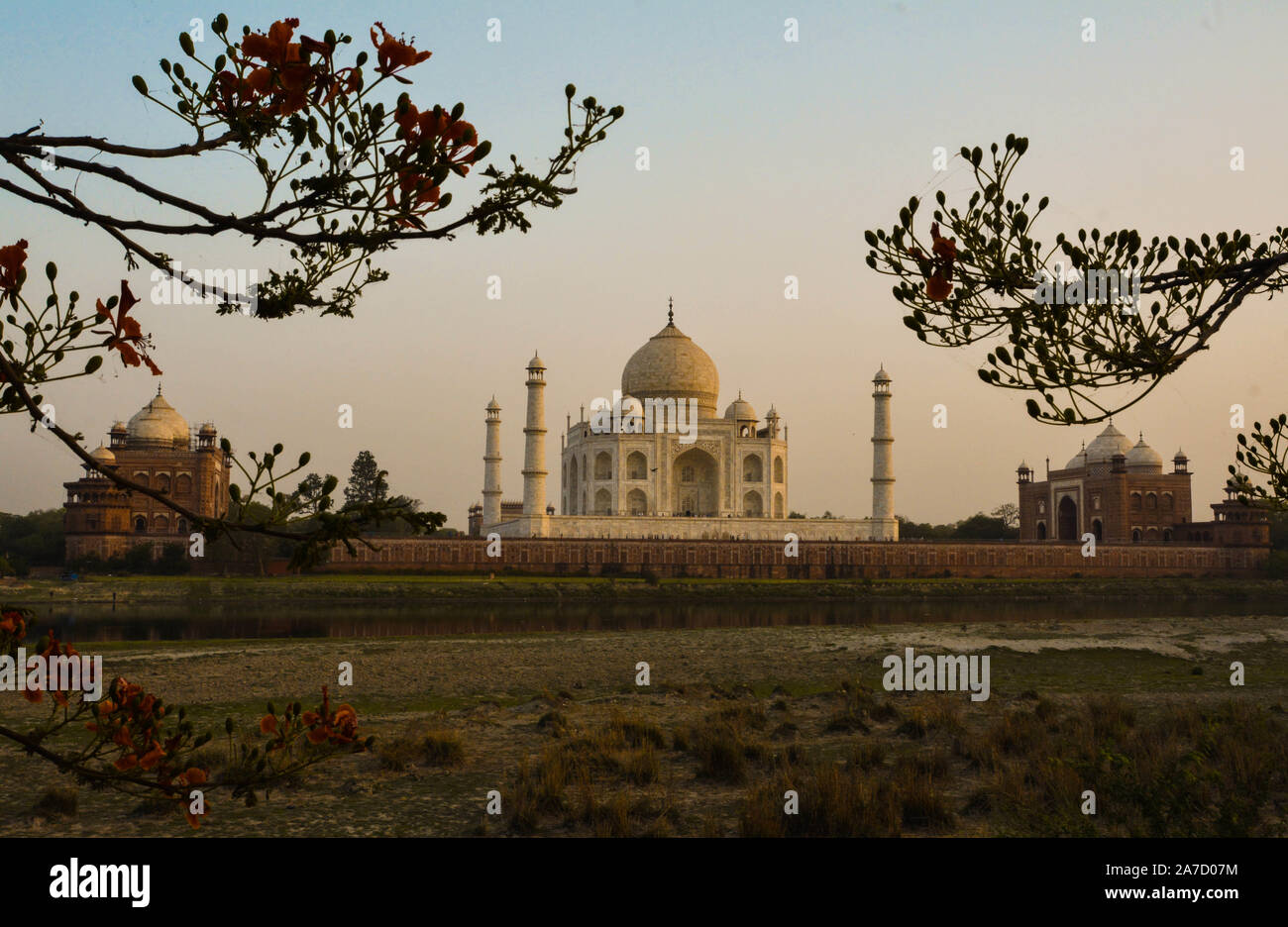 Taj Mahal at sunset Stock Photo