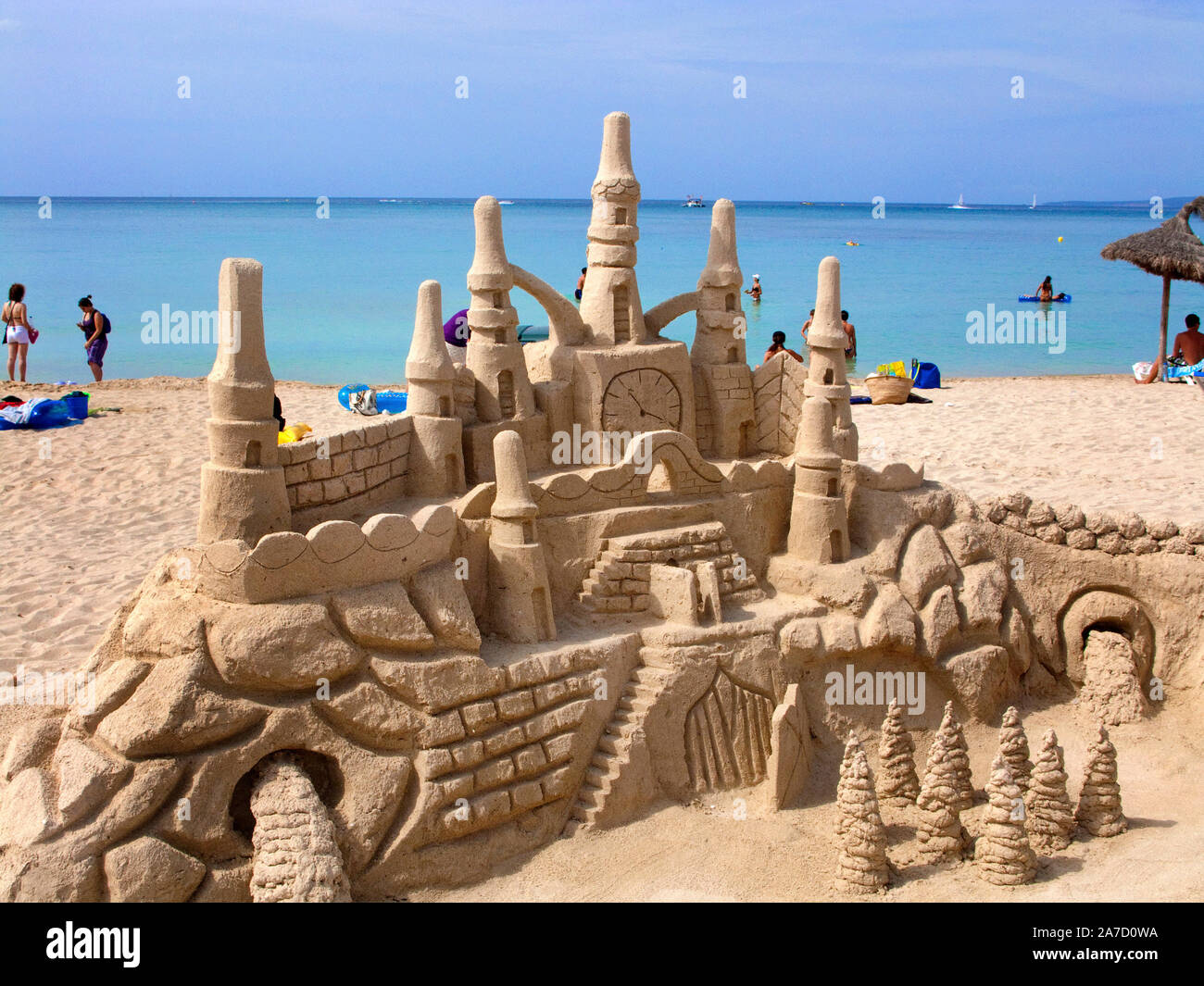 Sandcastle at the beach, Ballermann, Playa de Palma, El Arenal, Mallorca, Balearic islands, Spain Stock Photo