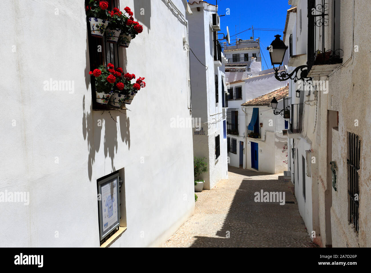View of the streets in the old town of Altea, Costa Blanca, Spain, Europe Stock Photo