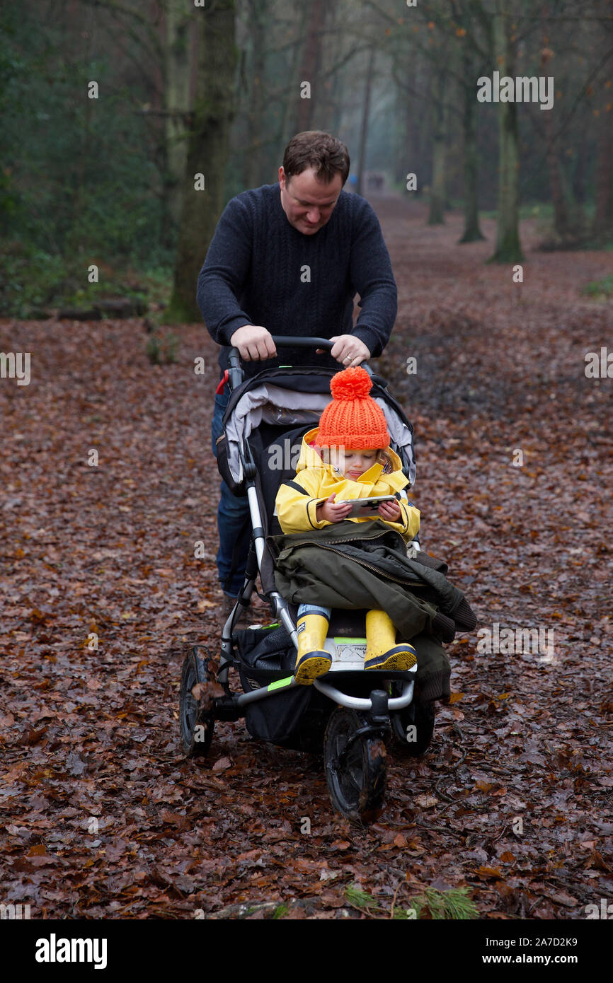 father and daughter in the woods U.K Stock Photo - Alamy