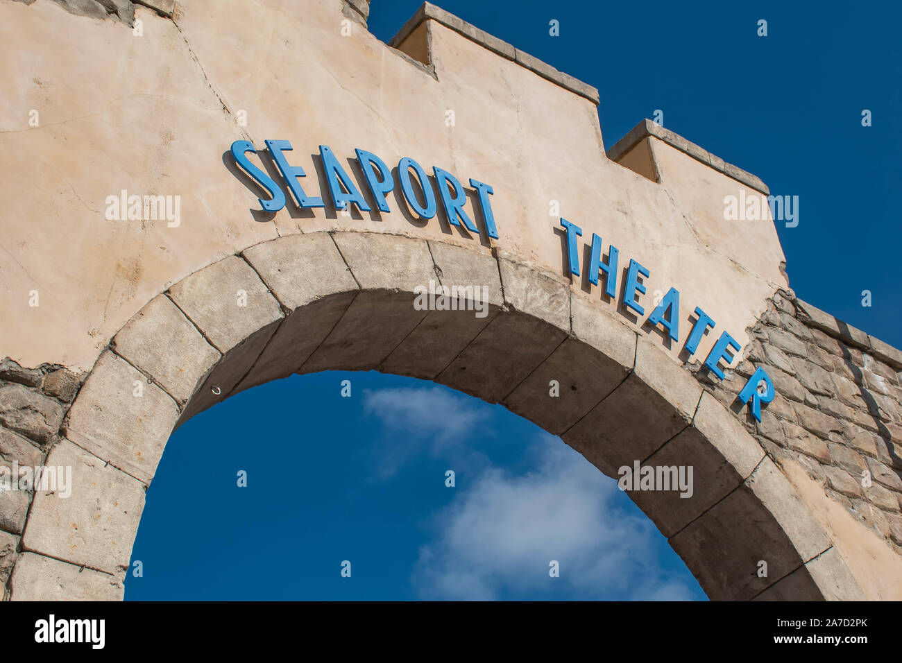 Orlando, Florida. October 29, 2019. Top view of Seaworld Store sign in International Drive area. Stock Photo