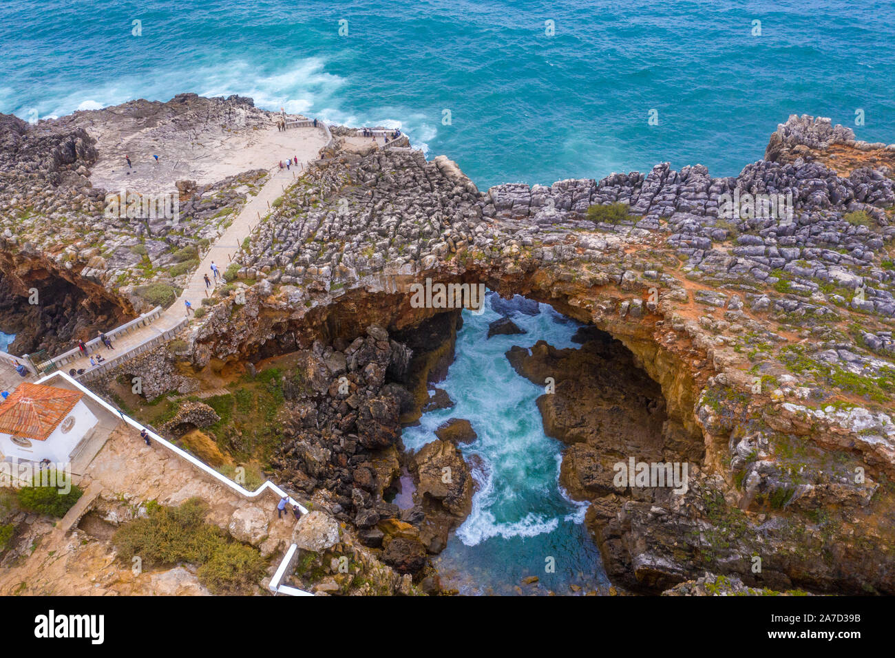 The rocky landscape and wild coast of Boca do Inferno in Portugal ...