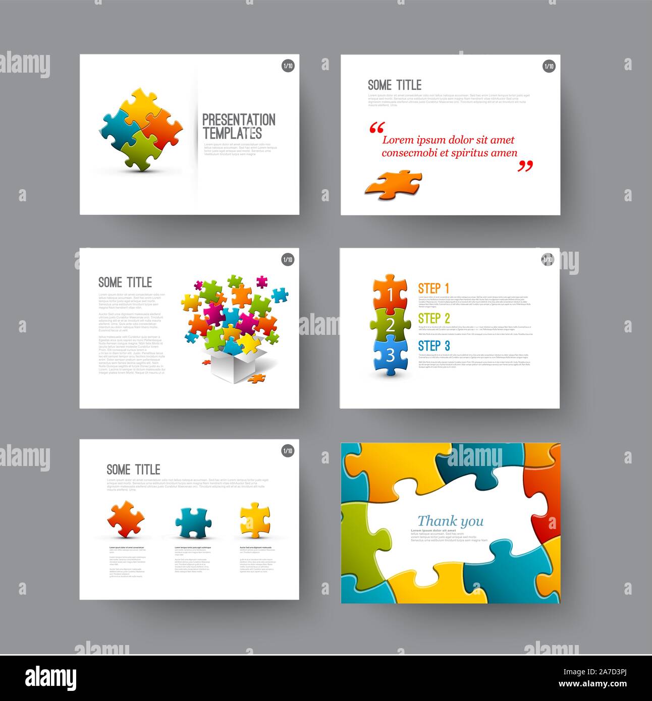 Vector Template for presentation slides with puzzle pieces Stock Vector