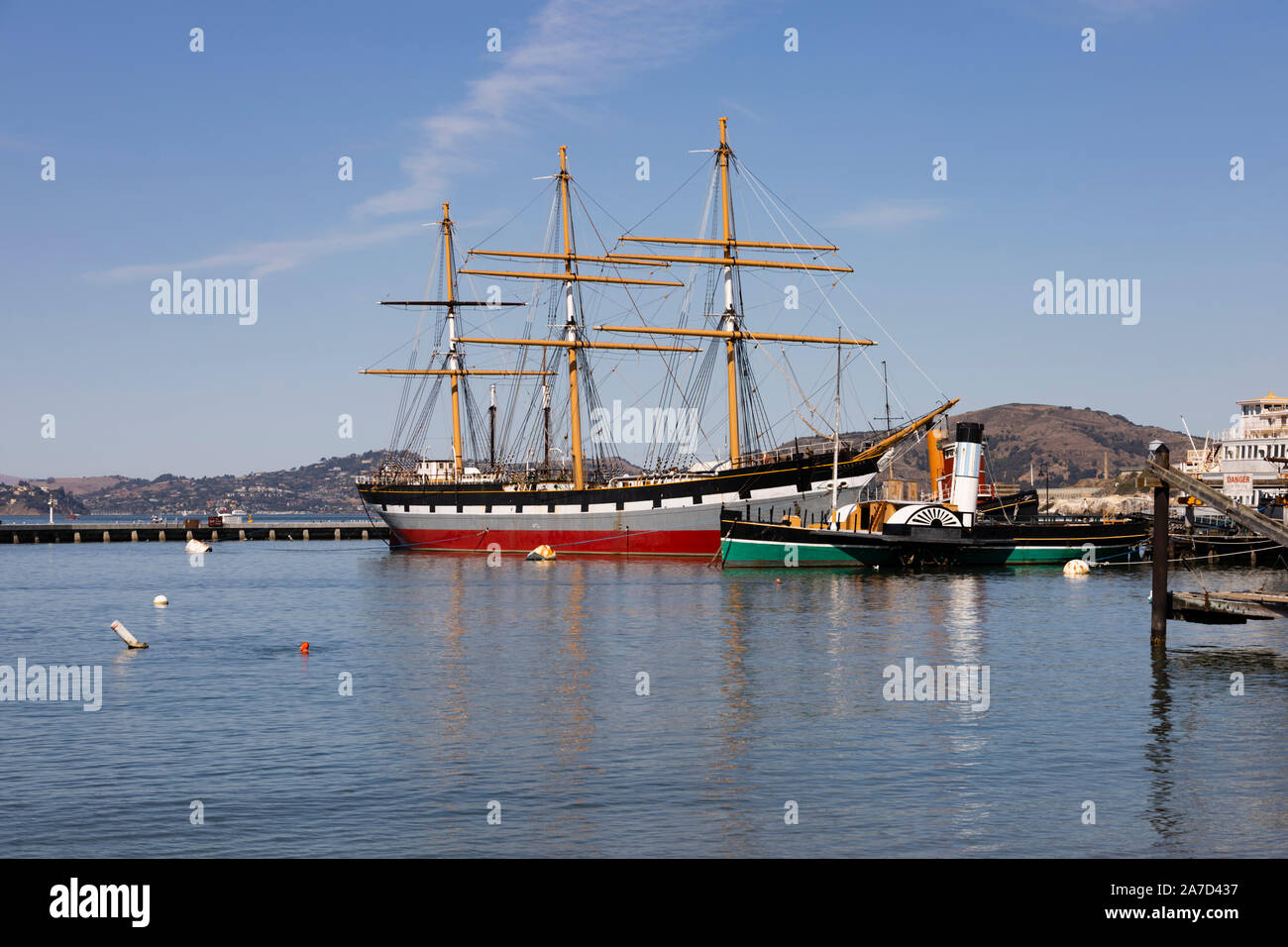 Historic ships at Hyde St pier. Balclutha and Eppleton Hall. San Francisco, California United States of America Stock Photo