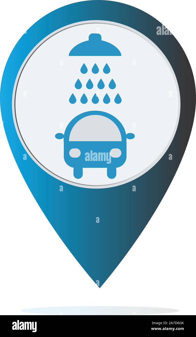 car wash icon on map pointer. car wash sign for your web site design ...