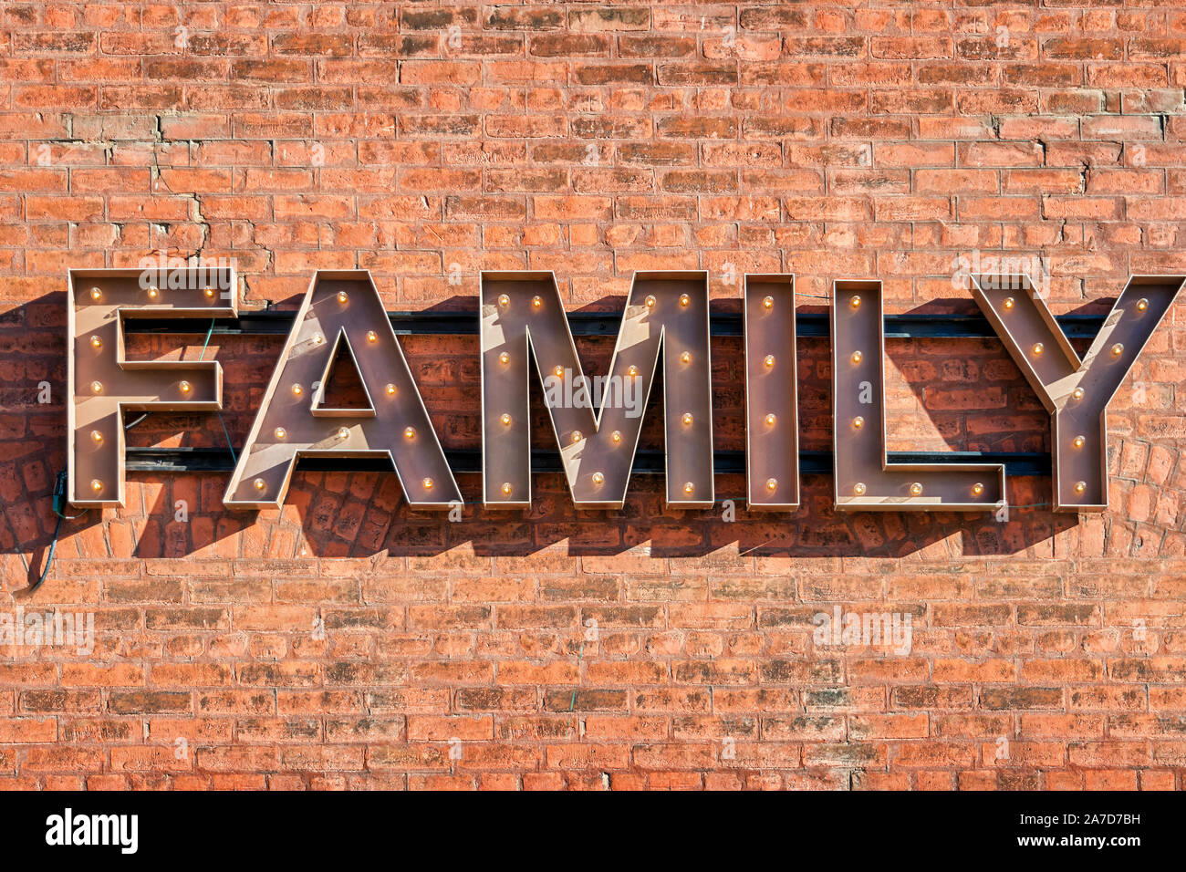 Family sign in Distillery District Toronto Canada Stock Photo