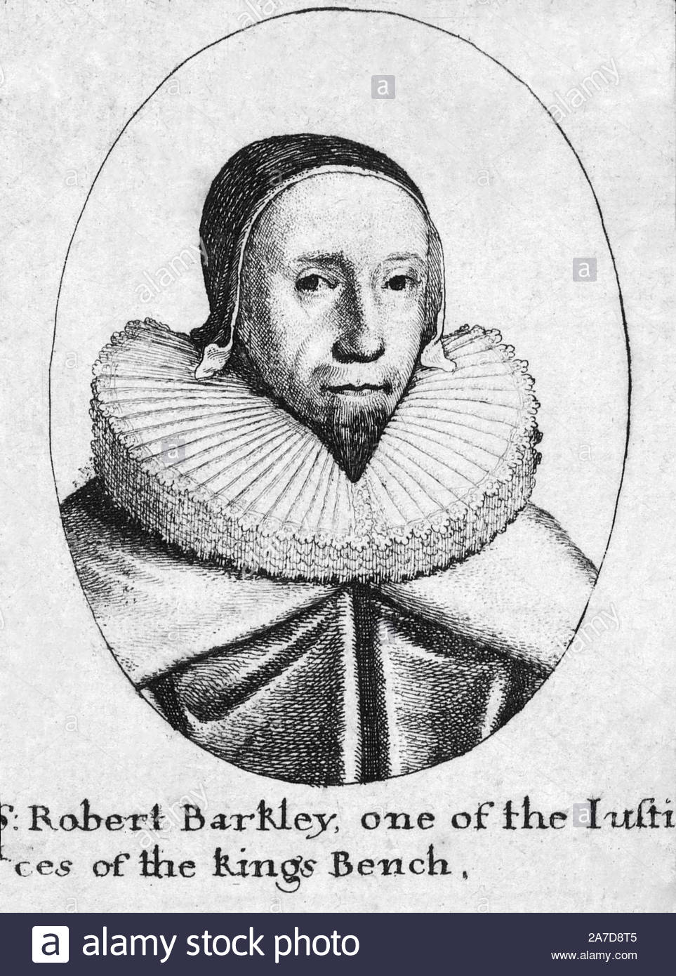 Sir Robert Berkeley portrait, 1584 – 1656, was an English judge and politician, etching by Bohemian etcher Wenceslaus Hollar from 1600s Stock Photo