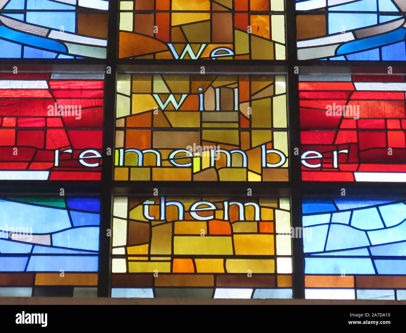 The centre of the stained glass window in the Regimental Chapel of