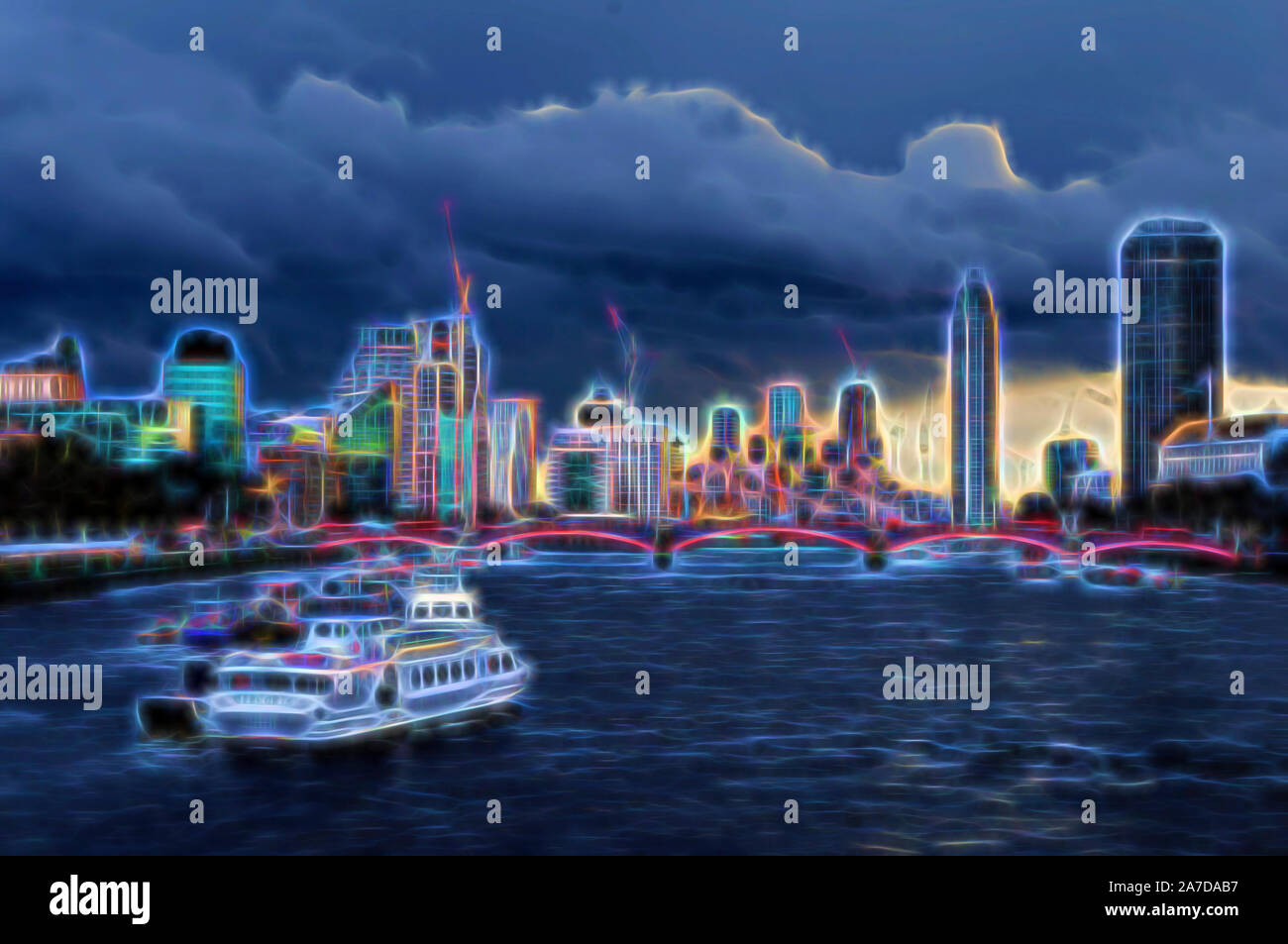 City Cruise Ship On River Thames With London Skyline Silhouette In Background Futuristic Night City Glowing Neon Purple And Blue Lights Stock Photo Alamy City Cruise Ship On River Thames With London Skyline Silhouette In Background Futuristic Night City Glowing Neon Purple And Blue Lights Stock Photo Alamy