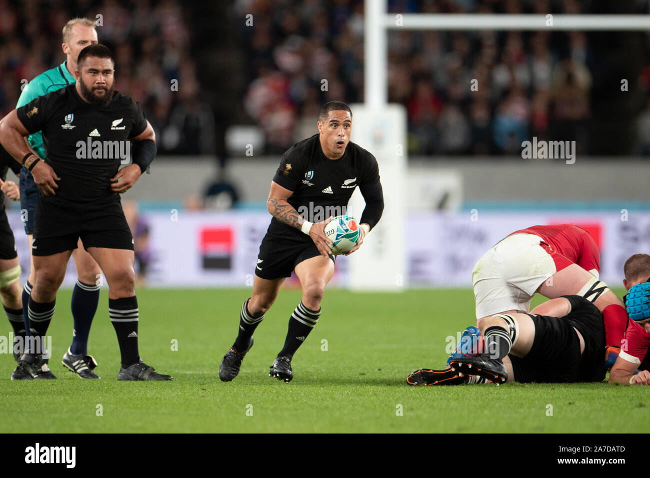 Aaron Smith of New Zealand runs with the ball during the Rugby World Cup bronze final match between New Zealand and Wales in Tokyo, Japan, on November 1, 2019. (Photo by Flor Tan Jun/Espa-Images) Stock Photo