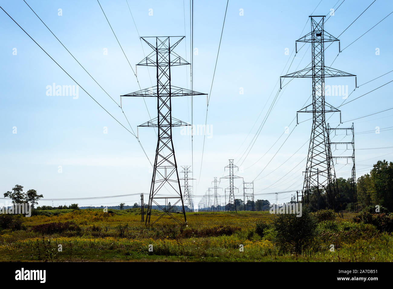 Electric Power Line Towers carrying energy from the generating plant to