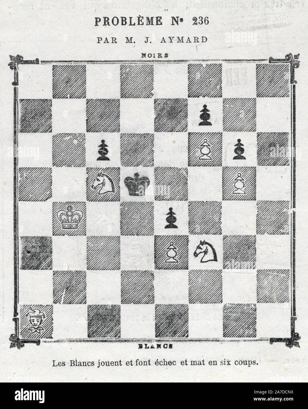 Problème n° 236.échecs. Par M.J.Aymard. 1871 Stock Photo