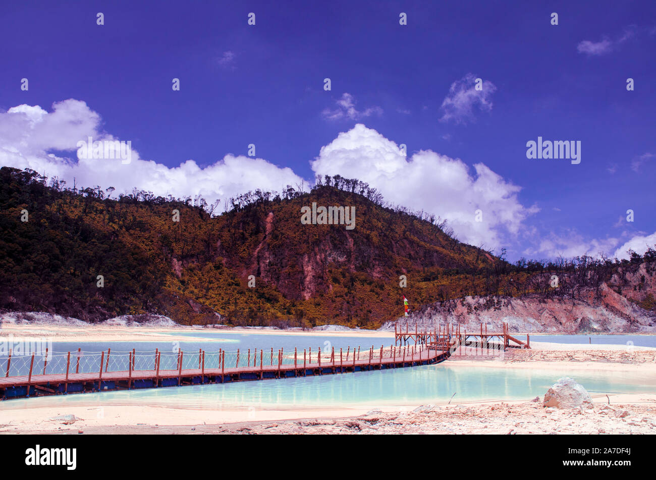 Lake In Mountain Kawah Putih Ciwidey Bandung West Java Indonesia Stock Photo Alamy