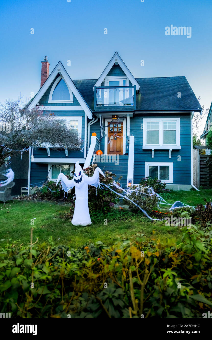 Front yard, Halloween display, Vancouver, British Columbia, Canada