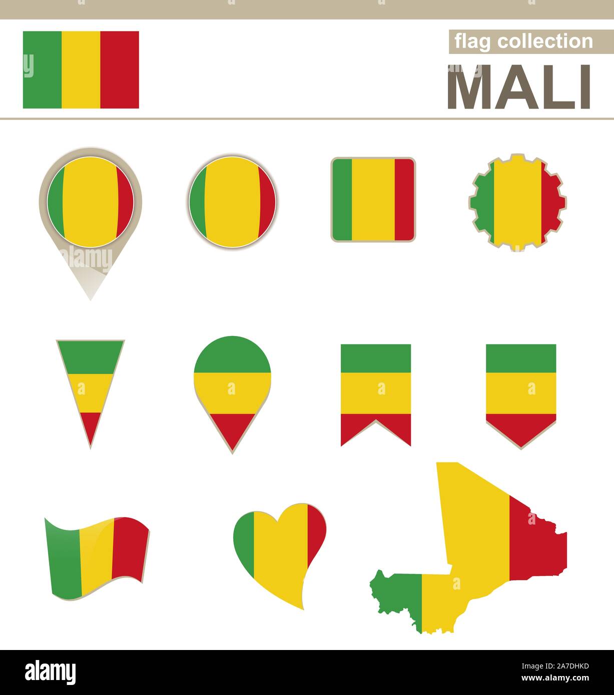 Mali Flag Collection, 12 versions Stock Vector