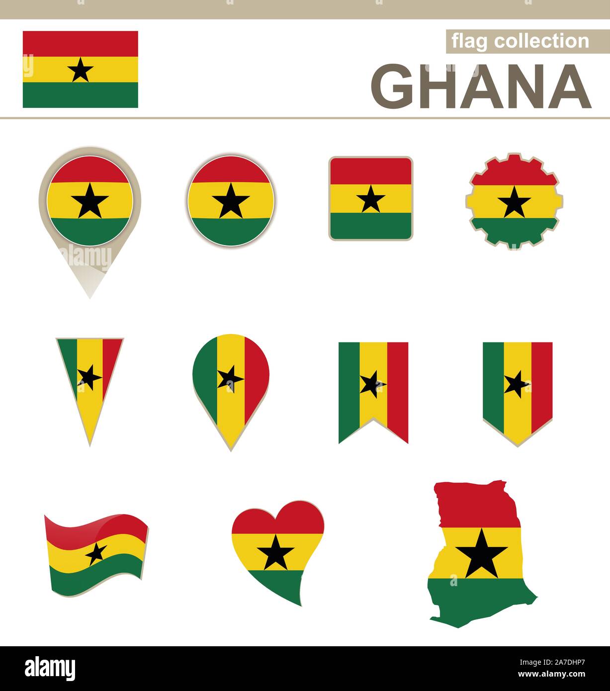 Ghana Flag Collection, 12 versions Stock Vector Image & Art - Alamy