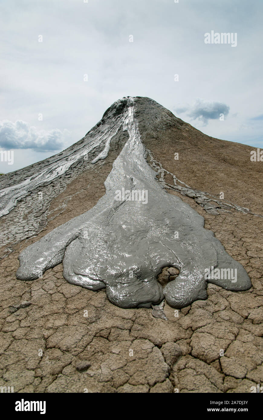 mud volcano cone in vulcanii noroiosi reserve near berca village buzau county romania Stock Photo