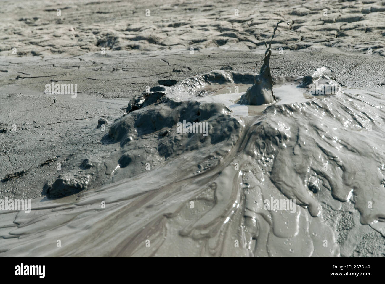 mud volcano cone in vulcanii noroiosi reserve near berca village buzau county romania Stock Photo