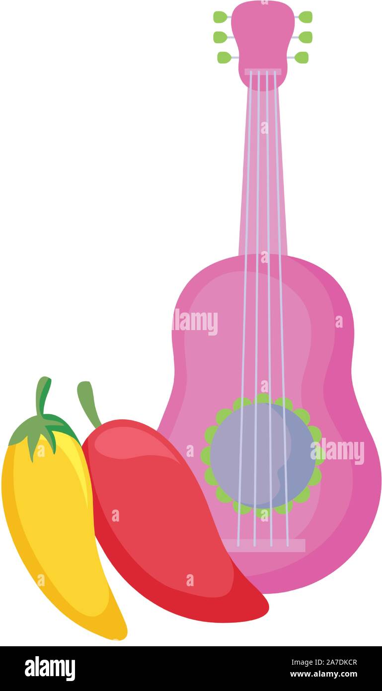 chili peppers mexican with guitar vector illustration design Stock ...