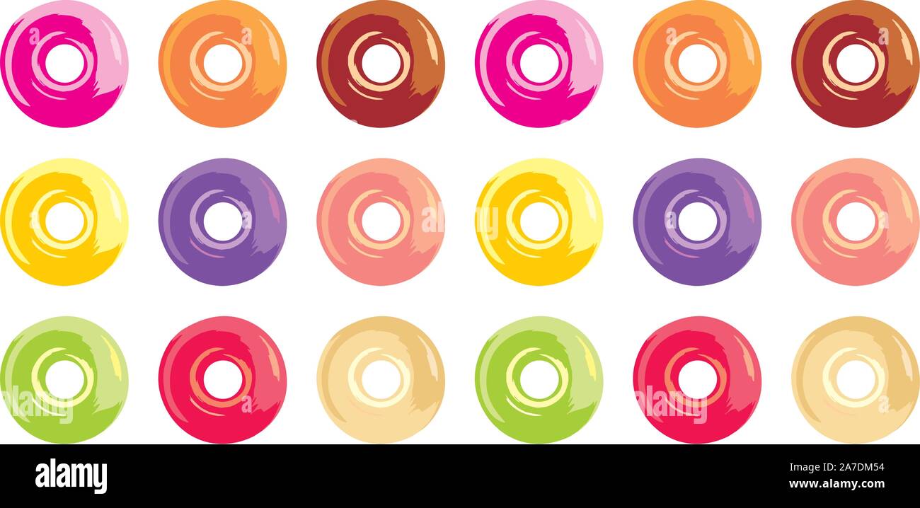 Donuts in glaze collection vector set isolated on awhite background ...