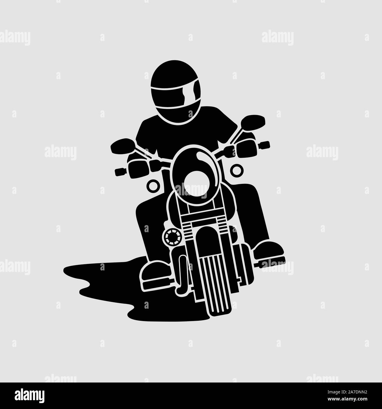 Riding Motorcycle Harley Davidson Front View Black Vector Illustration Stock Vector Image Art Alamy