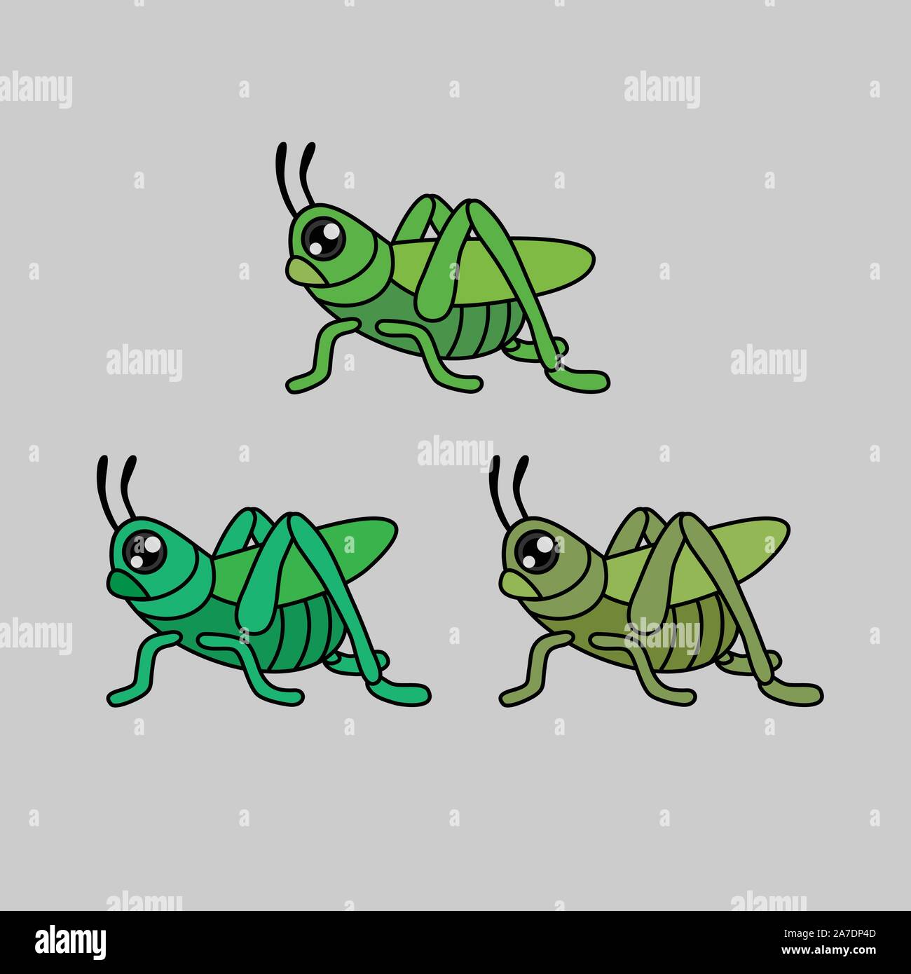 grasshopper character vector. logo green Stock Vector