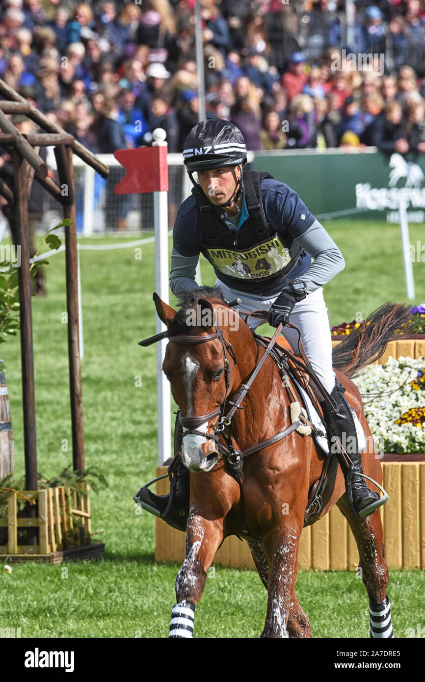 Badminton Horse Trials Gloucester May 5th 2019 Tim Price riding Ringwood Sky boy for New Zealand in the 2019 Badminton horse trials 2019 Stock Photo