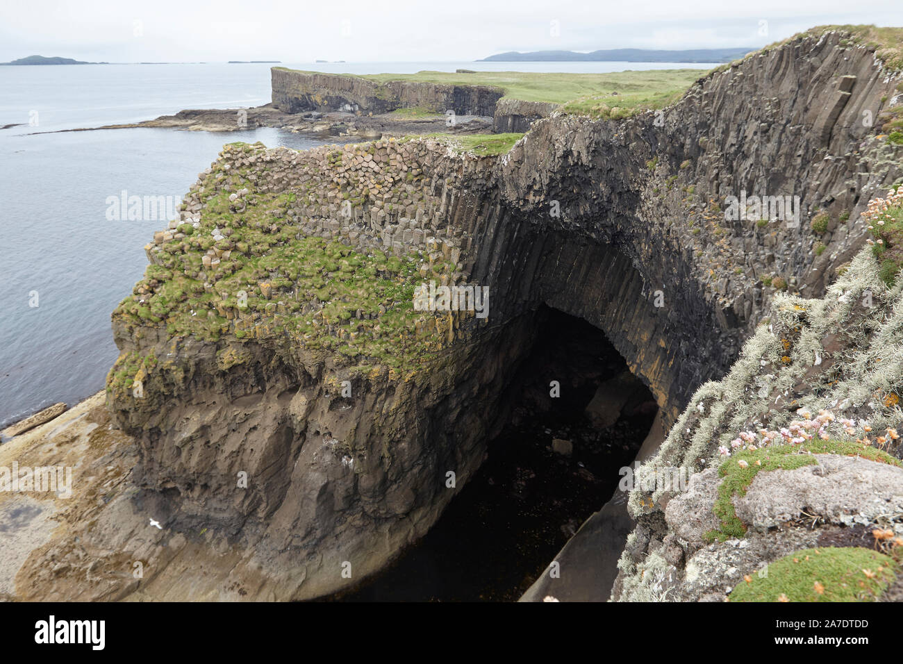 Basalt columns on the Isle of Staffa, Inner Hebrides, Scotland, UK Stock Photo
