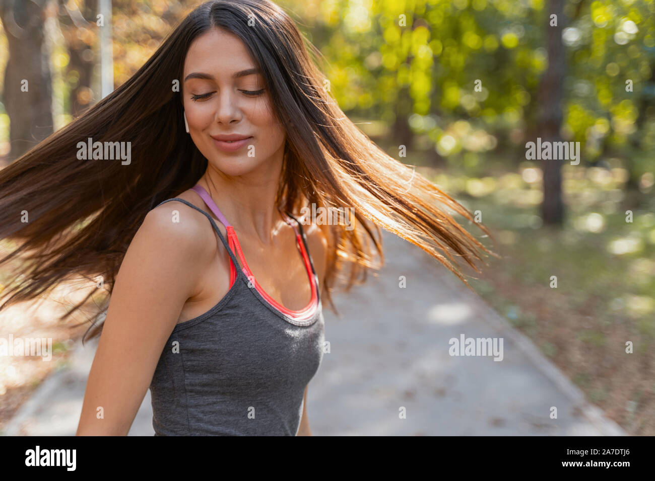 Brunette cute young woman dancing hi-res stock photography and images ...
