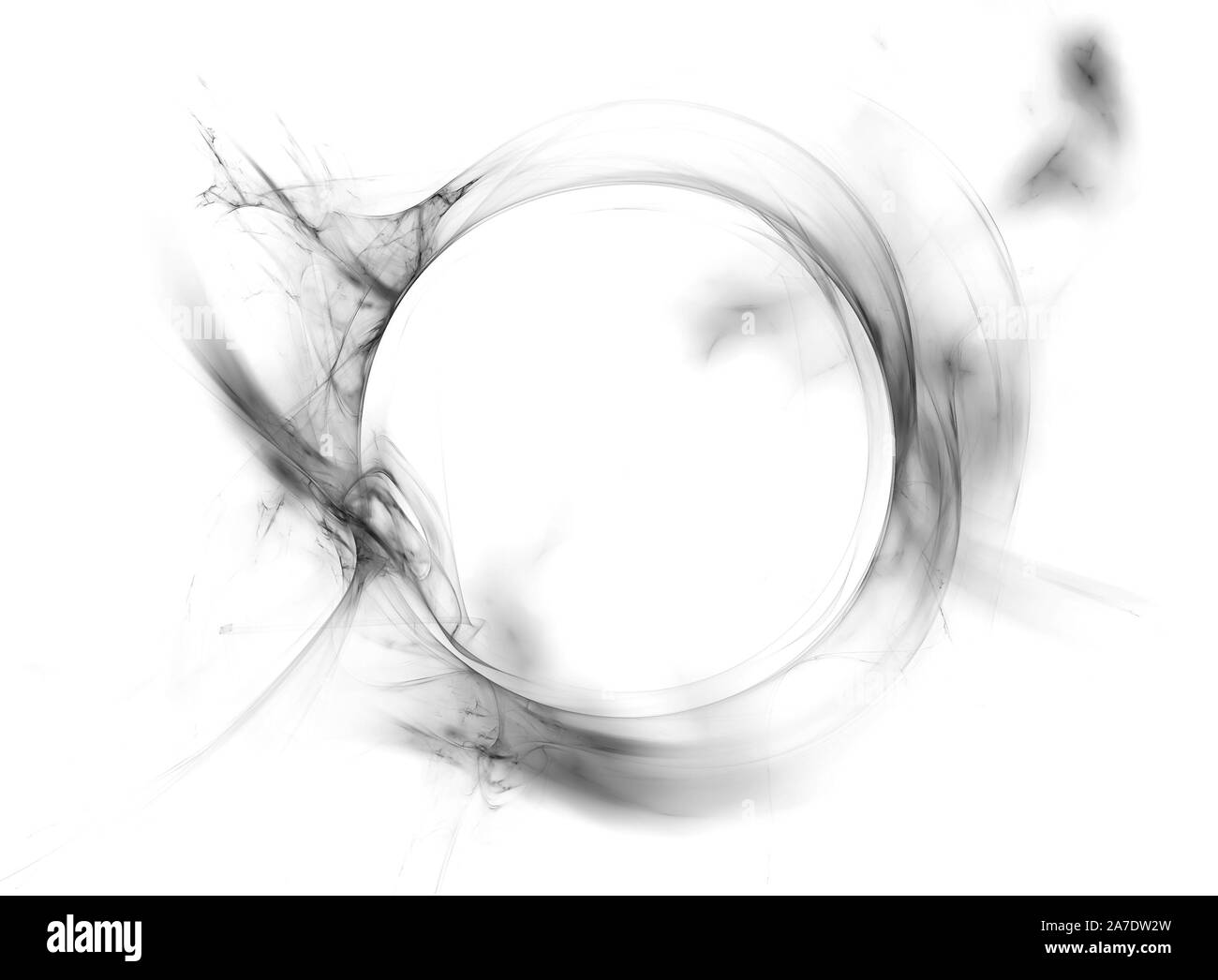 Ring of gray smoke isolated on white background. Raster graphics Stock Photo