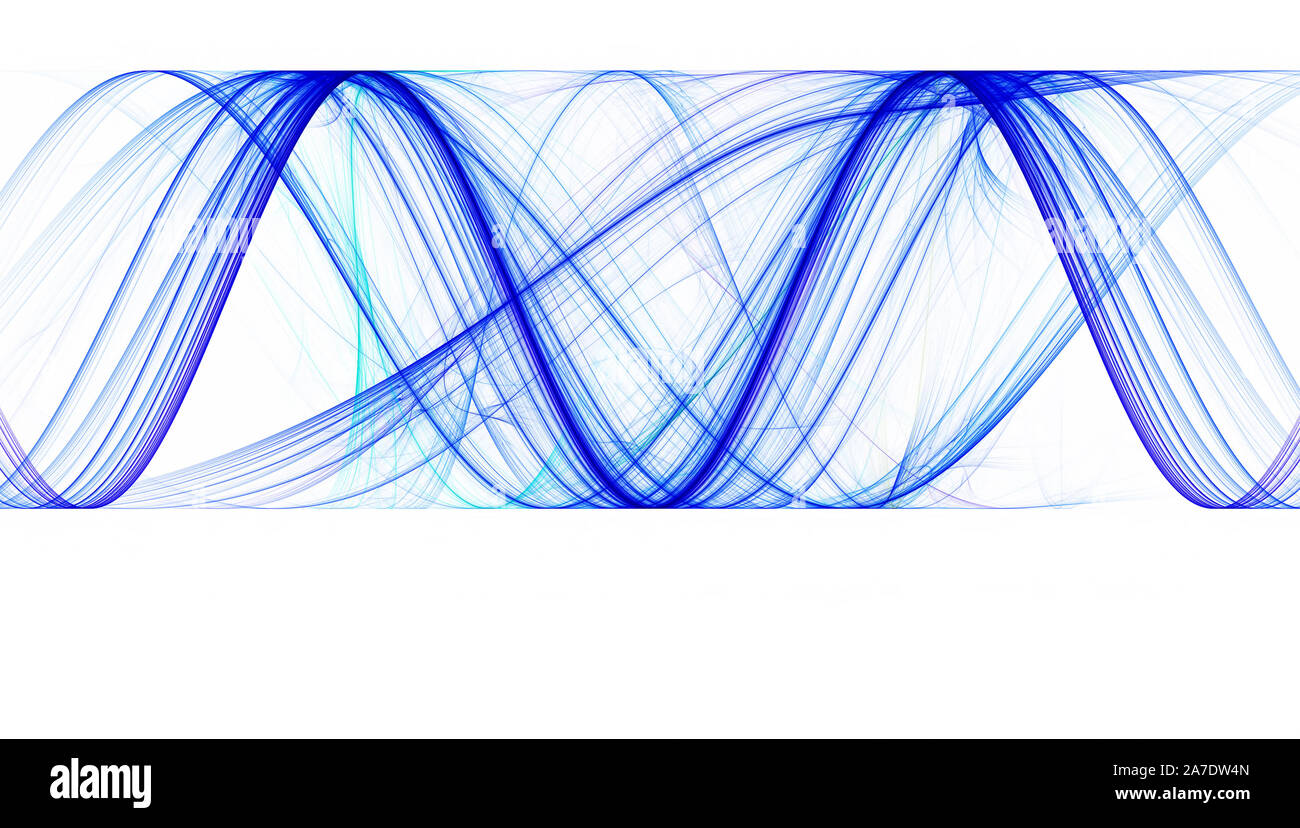 Blue sinusoids with identical amplitude on white background Stock Photo