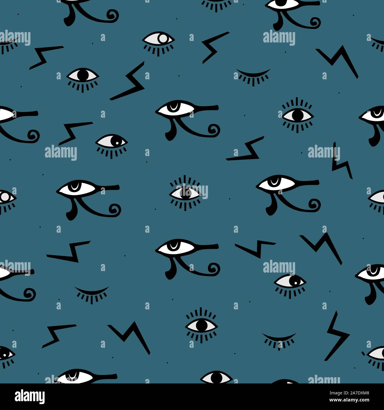 Third Eye Seamless pattern. Seamless Pattern. Psychedelic eyes. Egyptian, closed and opened eye, suspicious eye. Good for webs, fabric cover, books, t Stock Vector
