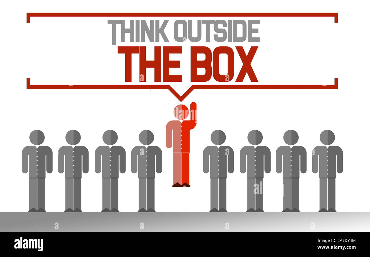 Think outside the box business unique concept, 3D rendering Stock Photo ...