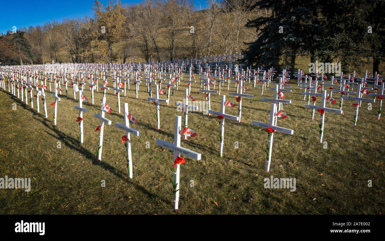 Field Of Crosses Calgary Alberta Stock Photo Alamy