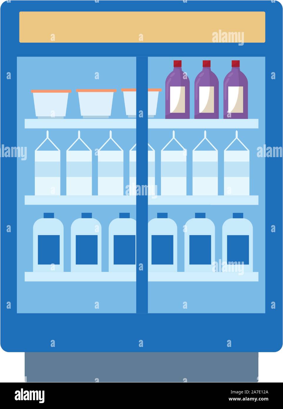 Modern commercial display fridge. Supermarket freezer equipment for drinks  vector template. Refrigerator equipment for supermarket, appliance freeze  for beverage and food illustration Stock Vector Image & Art - Alamy